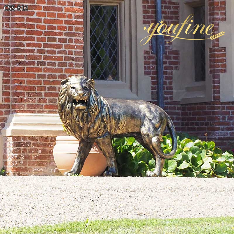 Life-size Outdoor Standing Bronze Lion Sculpture for Sale